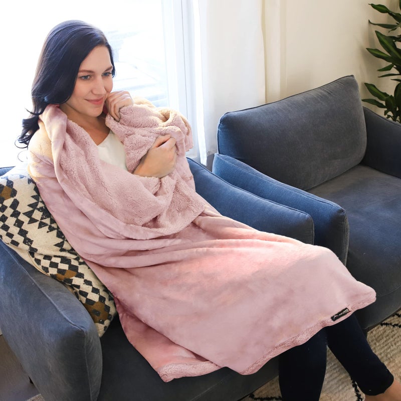 Catalonia Pink Sherpa Throws Blanket for Girls, Valentine's Day Gifts, Super Soft Comfy Fuzzy Micro Plush Fleece Snuggly TV Blanket for Sofa Couch Bed, 50"x60" - Image 3